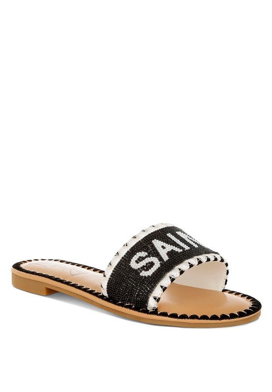 Luxe Getaway Beaded Saint Tropez Flat Slip Ons - Blu Lotus Boutique