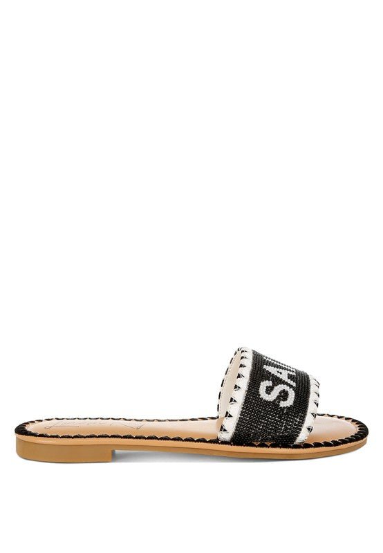 Luxe Getaway Beaded Saint Tropez Flat Slip Ons - Blu Lotus Boutique