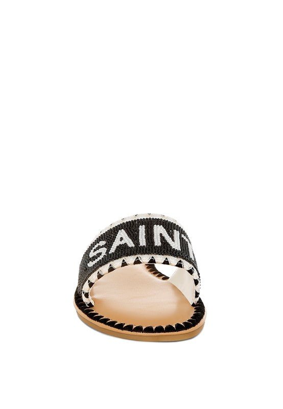 Luxe Getaway Beaded Saint Tropez Flat Slip Ons - Blu Lotus Boutique