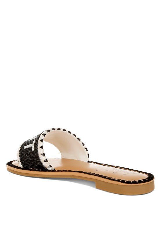 Luxe Getaway Beaded Saint Tropez Flat Slip Ons - Blu Lotus Boutique
