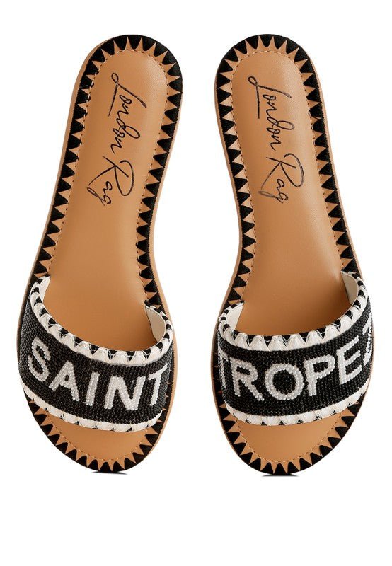 Luxe Getaway Beaded Saint Tropez Flat Slip Ons - Blu Lotus Boutique