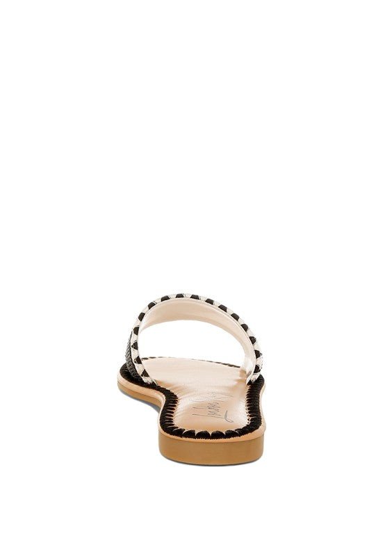 Luxe Getaway Beaded Saint Tropez Flat Slip Ons - Blu Lotus Boutique
