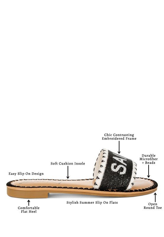Luxe Getaway Beaded Saint Tropez Flat Slip Ons - Blu Lotus Boutique