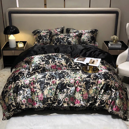 Luxury Blending Mulberry Silk Bedding Set with Duvet Cover Bed Sheet Pillowcase Double Couple Single Summer Blanket Cover Sheets - Blu Lotus Boutique