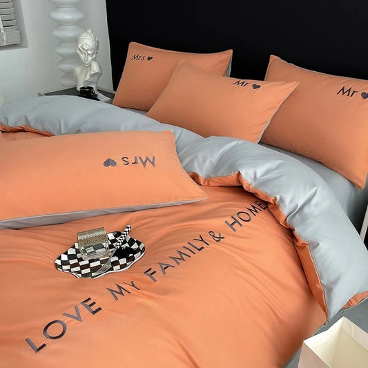Luxury Nordic Egyptian Cotton Bedding Set King Queen Double Twin Size with Sheet Duvet Cover Pillowcase 1/2 People Bed Linen New - Blu Lotus Boutique