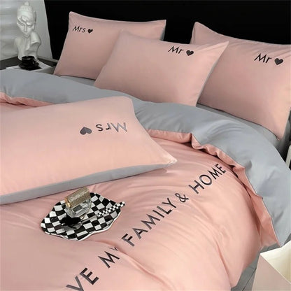 Luxury Nordic Egyptian Cotton Bedding Set King Queen Double Twin Size with Sheet Duvet Cover Pillowcase 1/2 People Bed Linen New - Blu Lotus Boutique
