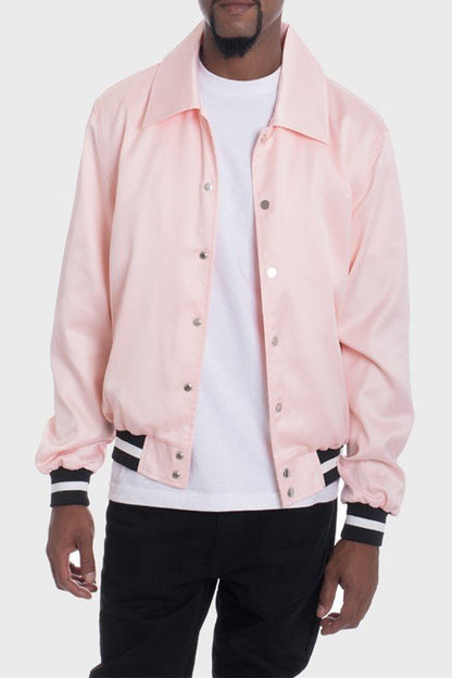 LUXURY Satin Bomber Jacket - Blu Lotus Boutique