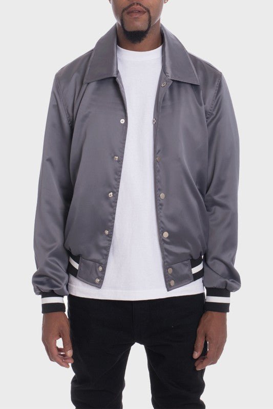 LUXURY Satin Bomber Jacket - Blu Lotus Boutique