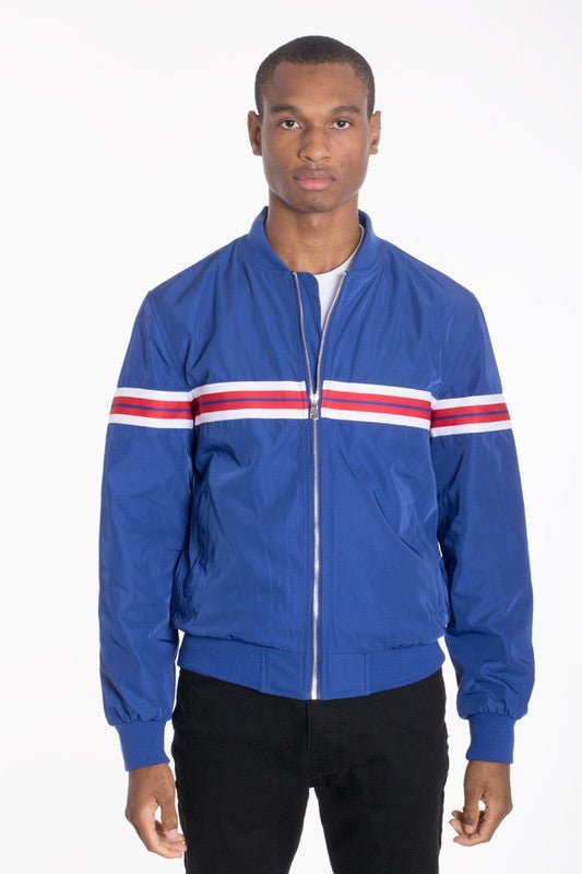 Luxury WOVEN TAPED BOMBER JACKET - Blu Lotus Boutique
