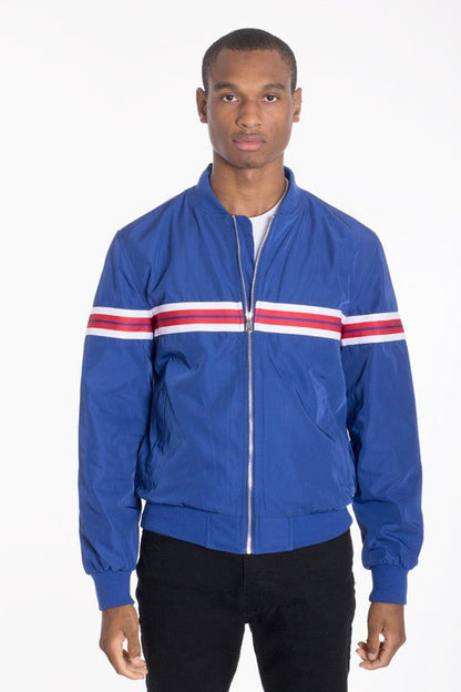 Luxury WOVEN TAPED BOMBER JACKET - Blu Lotus Boutique