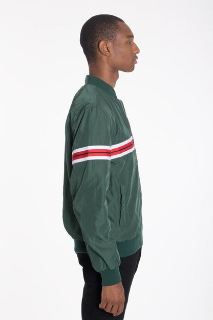 Luxury WOVEN TAPED BOMBER JACKET - Blu Lotus Boutique