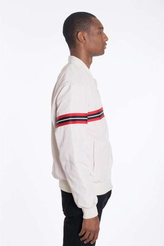 Luxury WOVEN TAPED BOMBER JACKET - Blu Lotus Boutique