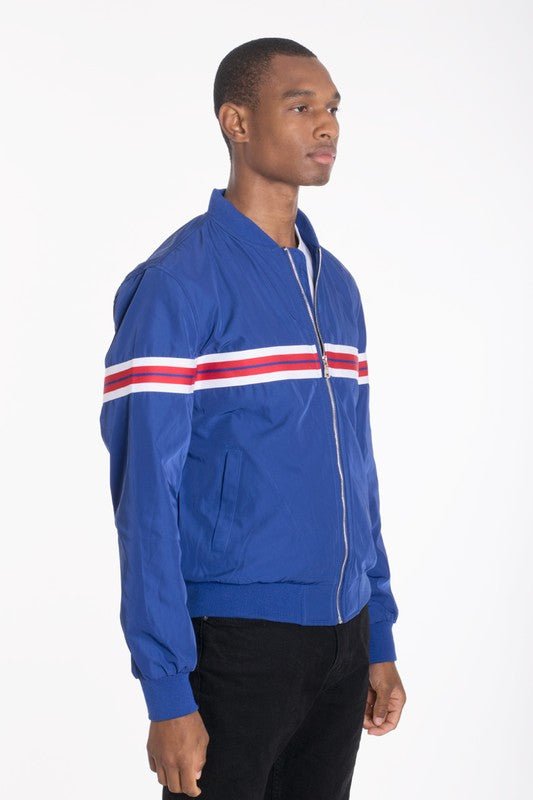 Luxury WOVEN TAPED BOMBER JACKET - Blu Lotus Boutique