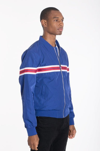 Luxury WOVEN TAPED BOMBER JACKET - Blu Lotus Boutique