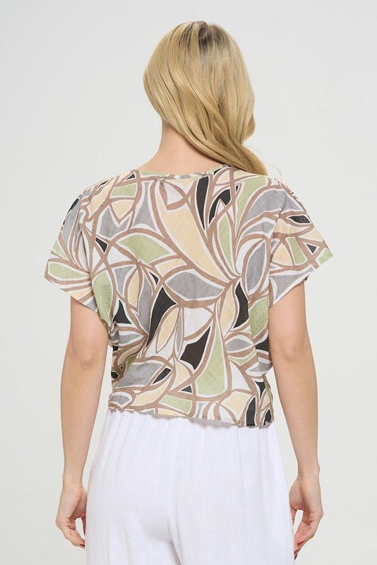 Made in USA Cotton Short Sleeve Top with Twist - Blu Lotus Boutique