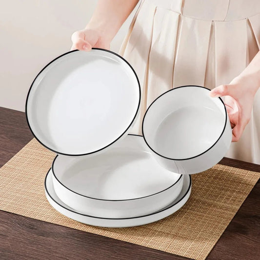 MALACASA Ceramic Tableware Set 12/16/18/24PCS Dinner Plate Dessert Plate Bowl Dinner Tableware Set Home Party Supply - Blu Lotus Boutique
