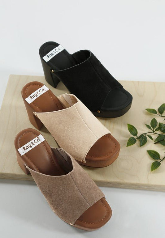 Masaki Soft Suede Leather Wooden Clogs - Blu Lotus Boutique