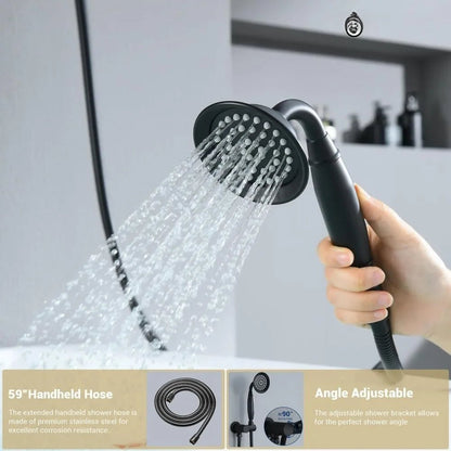 matte black shower system with tub spout, tub and shower faucet combo set with valve & trim kit bathtub shower faucet set - Blu Lotus Boutique