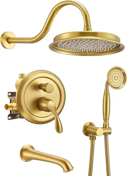matte black shower system with tub spout, tub and shower faucet combo set with valve & trim kit bathtub shower faucet set - Blu Lotus Boutique