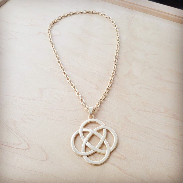Matte Gold Eternity Pendant on Chain Necklace - Blu Lotus Boutique