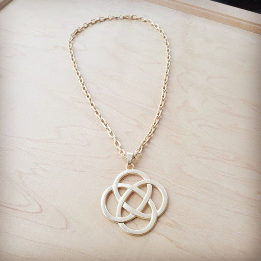 Matte Gold Eternity Pendant on Chain Necklace - Blu Lotus Boutique