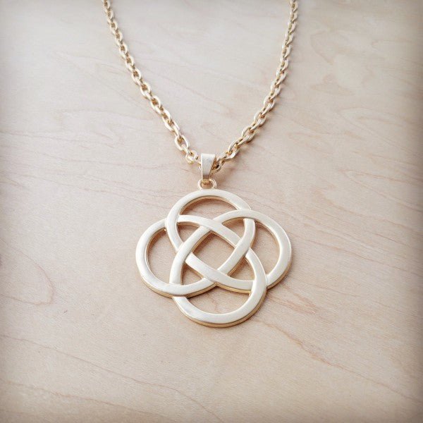 Matte Gold Eternity Pendant on Chain Necklace - Blu Lotus Boutique