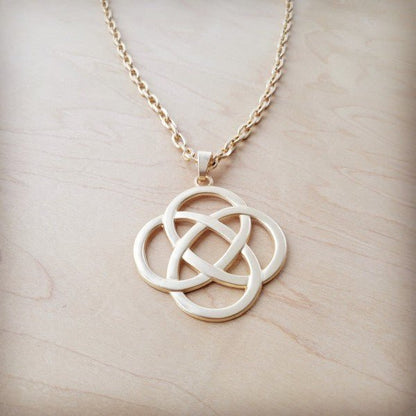 Matte Gold Eternity Pendant on Chain Necklace - Blu Lotus Boutique