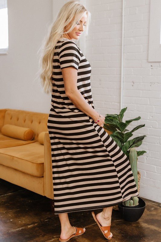 Meilani Stripe T-shirt Maxi Dress - Blu Lotus Boutique