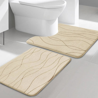 Memory Foam Grey Bathroom Rug Sets 5 Piece, Ultra Absorbent Bath Mat for Bathroom - Non - Slip Machine Washable - Blu Lotus Boutique