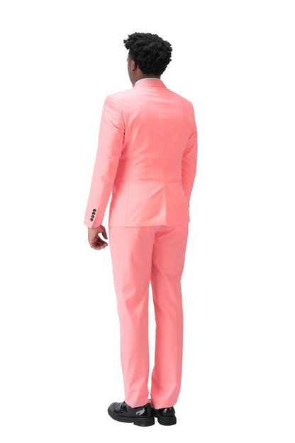 Mens 2 Piece Pink Single Vent 1 Button Suit Set - Blu Lotus Boutique