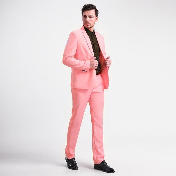 Mens 2 Piece Pink Single Vent 1 Button Suit Set - Blu Lotus Boutique