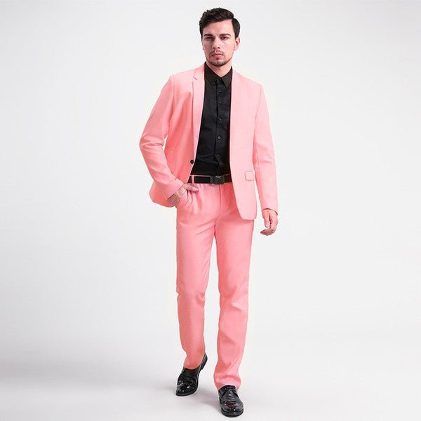 Mens 2 Piece Pink Single Vent 1 Button Suit Set - Blu Lotus Boutique