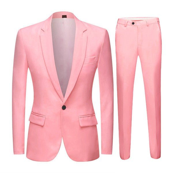 Mens 2 Piece Pink Single Vent 1 Button Suit Set - Blu Lotus Boutique