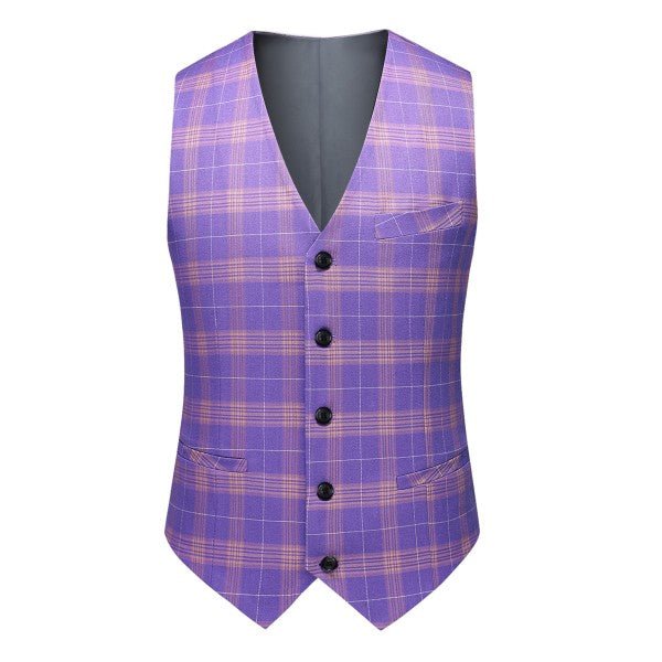Mens 3 Piece Violet Plaid 2 Button Suit Set - Blu Lotus Boutique