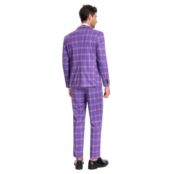 Mens 3 Piece Violet Plaid 2 Button Suit Set - Blu Lotus Boutique