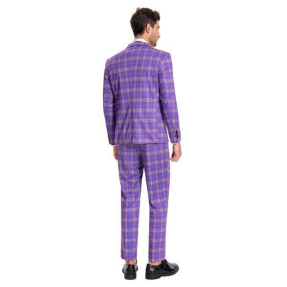 Mens 3 Piece Violet Plaid 2 Button Suit Set - Blu Lotus Boutique