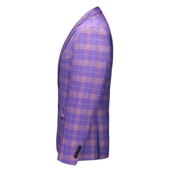 Mens 3 Piece Violet Plaid 2 Button Suit Set - Blu Lotus Boutique