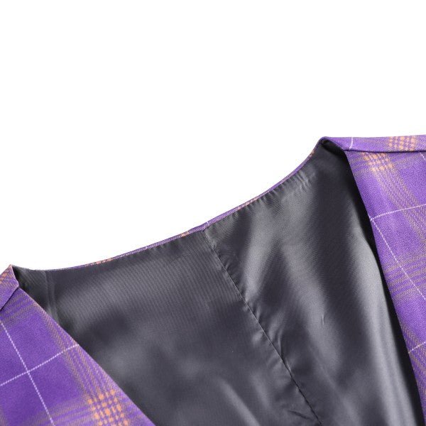 Mens 3 Piece Violet Plaid 2 Button Suit Set - Blu Lotus Boutique