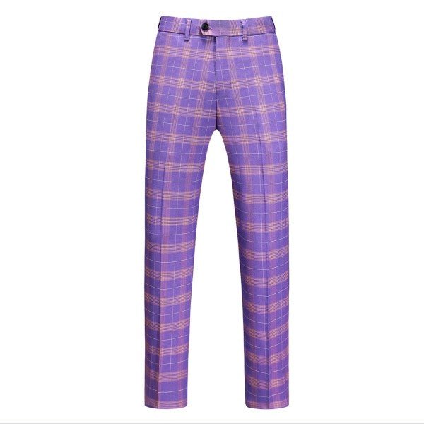 Mens 3 Piece Violet Plaid 2 Button Suit Set - Blu Lotus Boutique