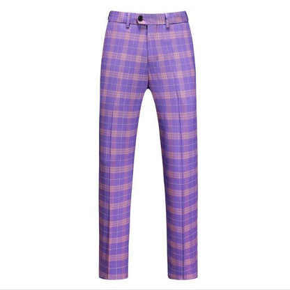 Mens 3 Piece Violet Plaid 2 Button Suit Set - Blu Lotus Boutique