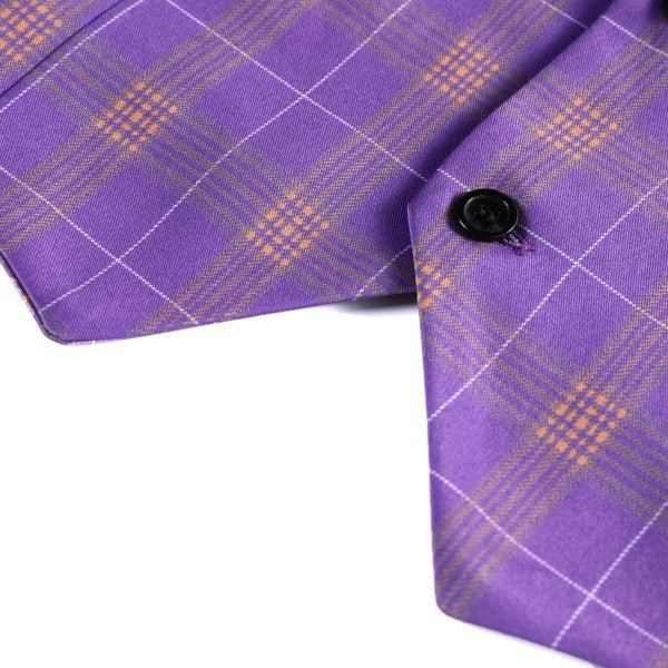Mens 3 Piece Violet Plaid 2 Button Suit Set - Blu Lotus Boutique