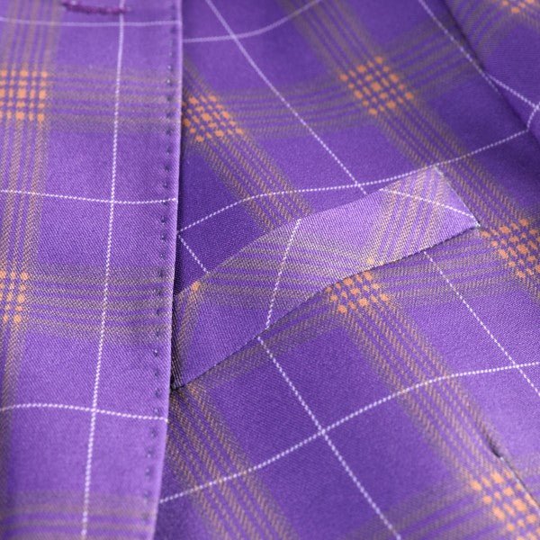 Mens 3 Piece Violet Plaid 2 Button Suit Set - Blu Lotus Boutique