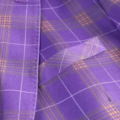 Mens 3 Piece Violet Plaid 2 Button Suit Set - Blu Lotus Boutique