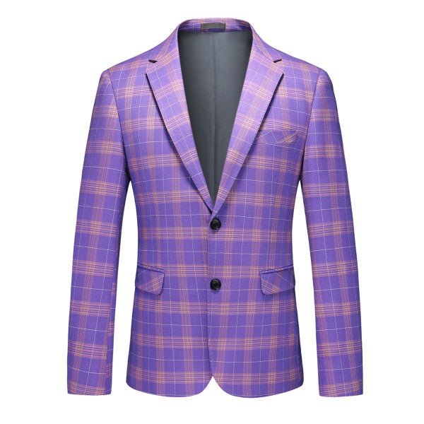Mens 3 Piece Violet Plaid 2 Button Suit Set - Blu Lotus Boutique