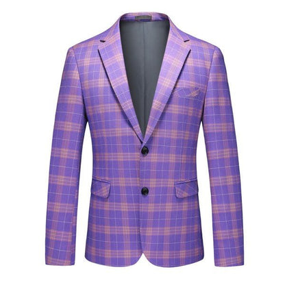 Mens 3 Piece Violet Plaid 2 Button Suit Set - Blu Lotus Boutique