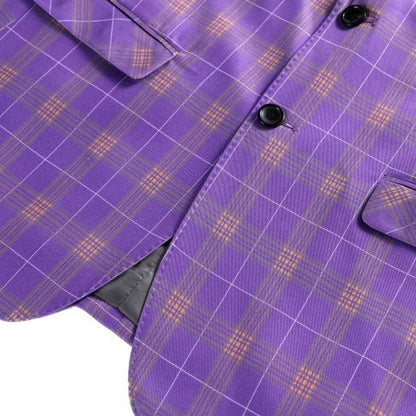 Mens 3 Piece Violet Plaid 2 Button Suit Set - Blu Lotus Boutique