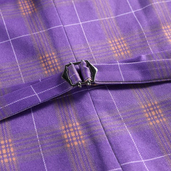 Mens 3 Piece Violet Plaid 2 Button Suit Set - Blu Lotus Boutique