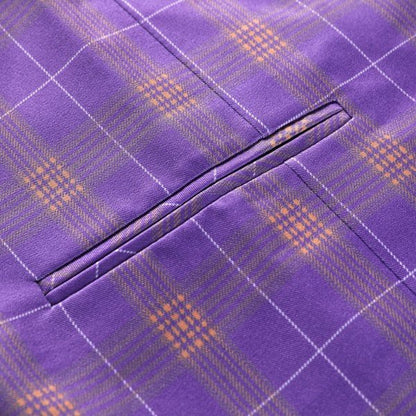 Mens 3 Piece Violet Plaid 2 Button Suit Set - Blu Lotus Boutique