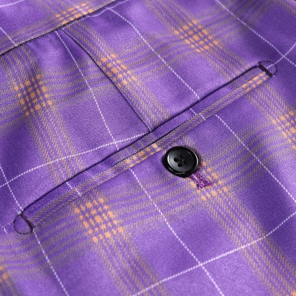 Mens 3 Piece Violet Plaid 2 Button Suit Set - Blu Lotus Boutique
