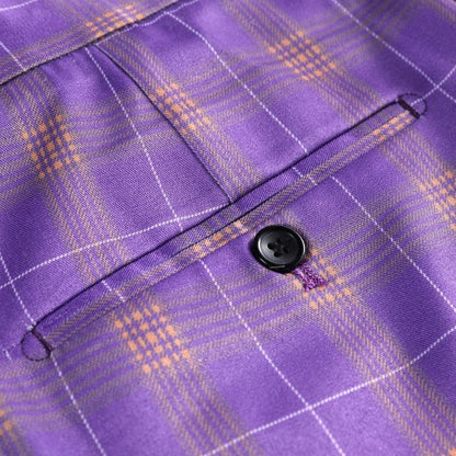 Mens 3 Piece Violet Plaid 2 Button Suit Set - Blu Lotus Boutique